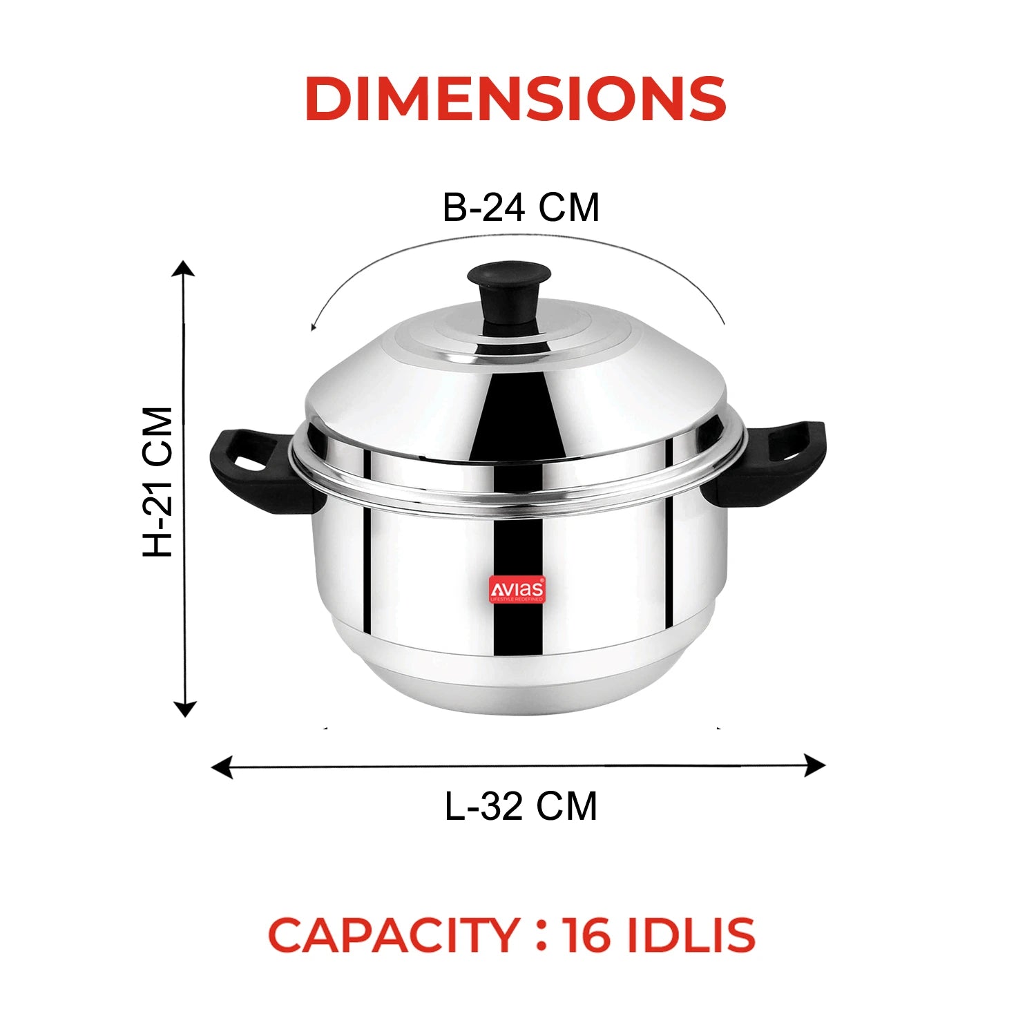 AVIAS Stainless Steel Excello Idly pot/ Cooker/ Maker 16 idlis