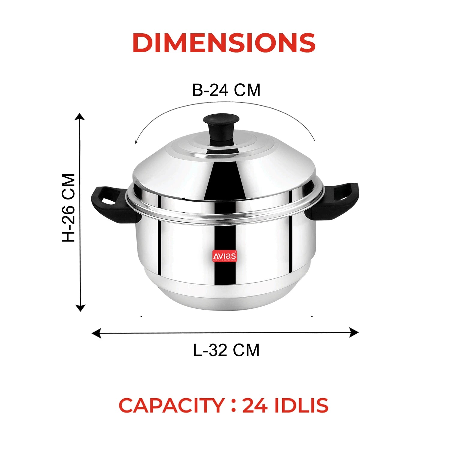 AVIAS Stainless Steel Excello Idly pot/ Cooker/ Maker 24 idlis