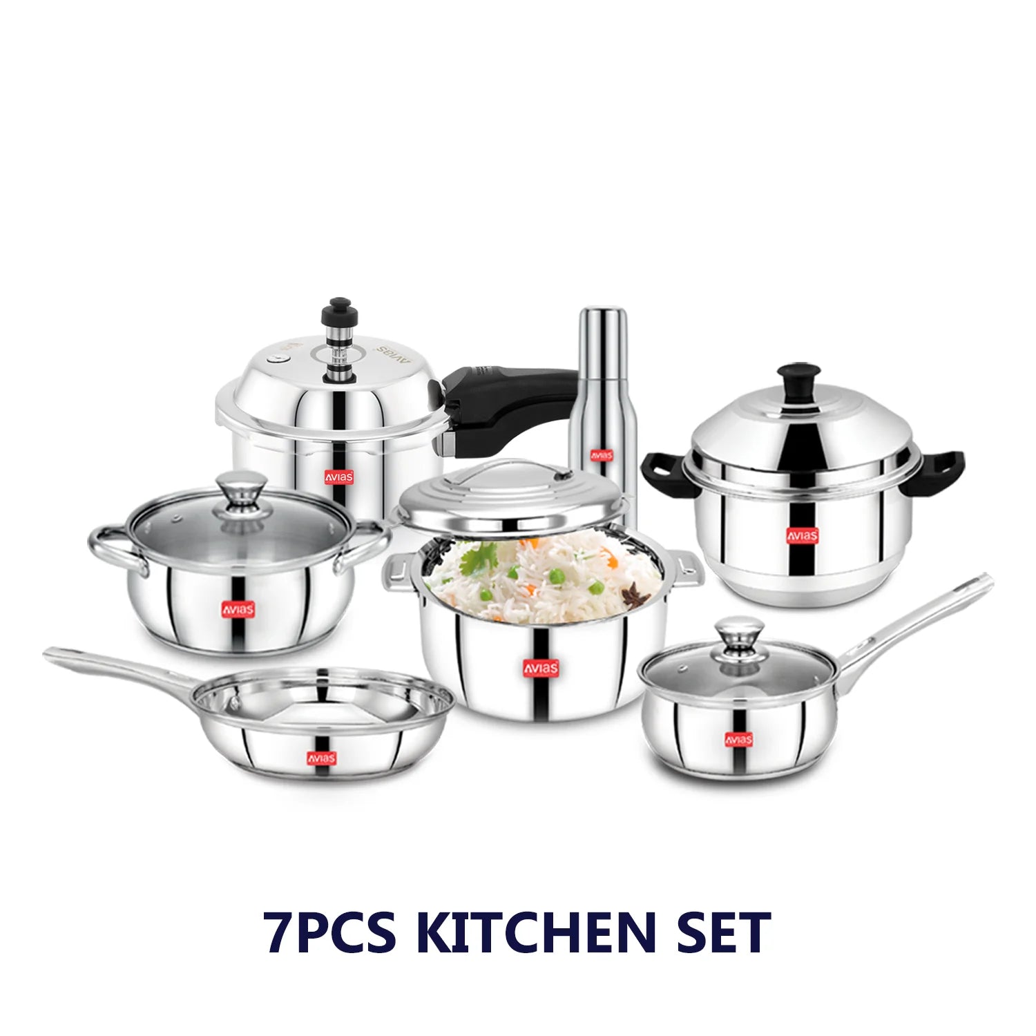 Avias Stainless Steel kitchenware/ cookware 7 PCS Kitchen set