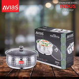 Avias Indus Stainless steel Cookpot 20G Hammered Food Server package