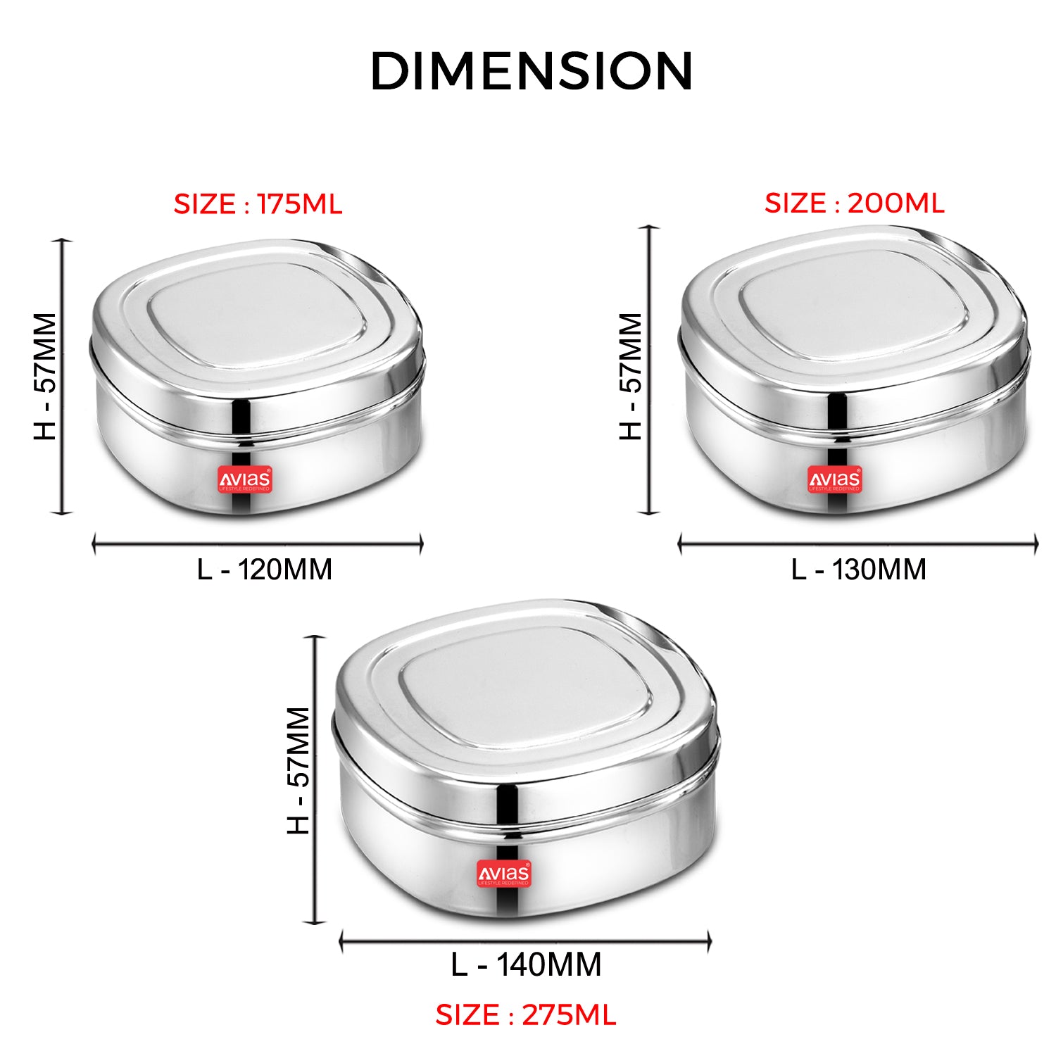 AVIAS Curry/Chocolate box SS Lid sizes