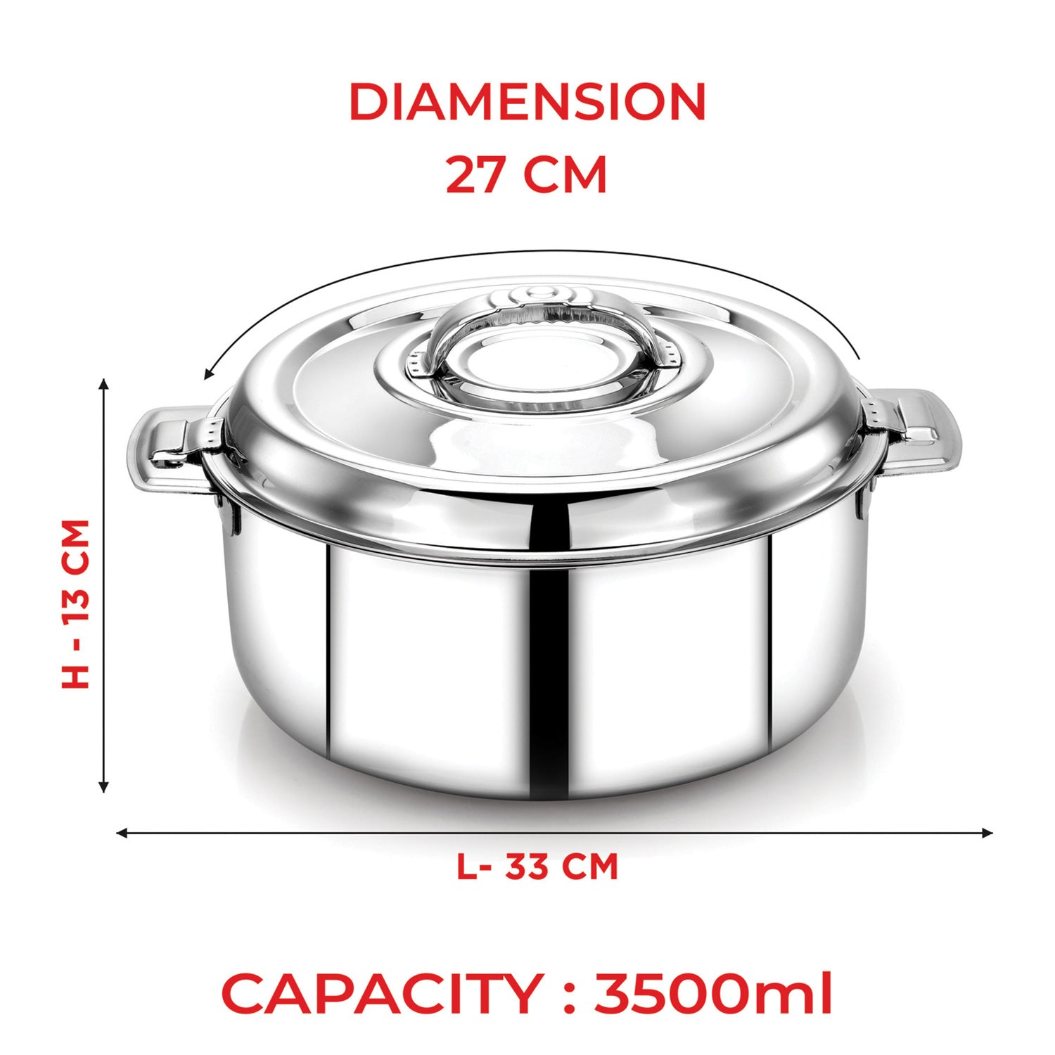 Avistar Casserole 3500ml dimension.