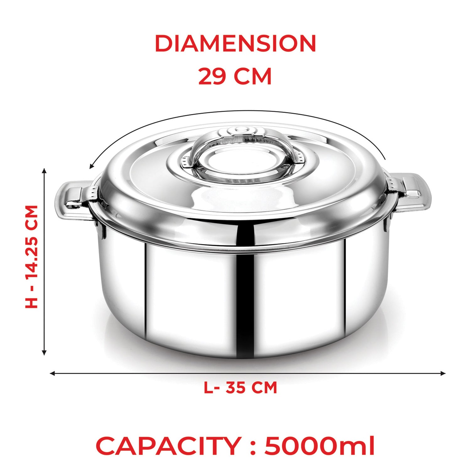 Avistar Casserole 5000 ml dimension