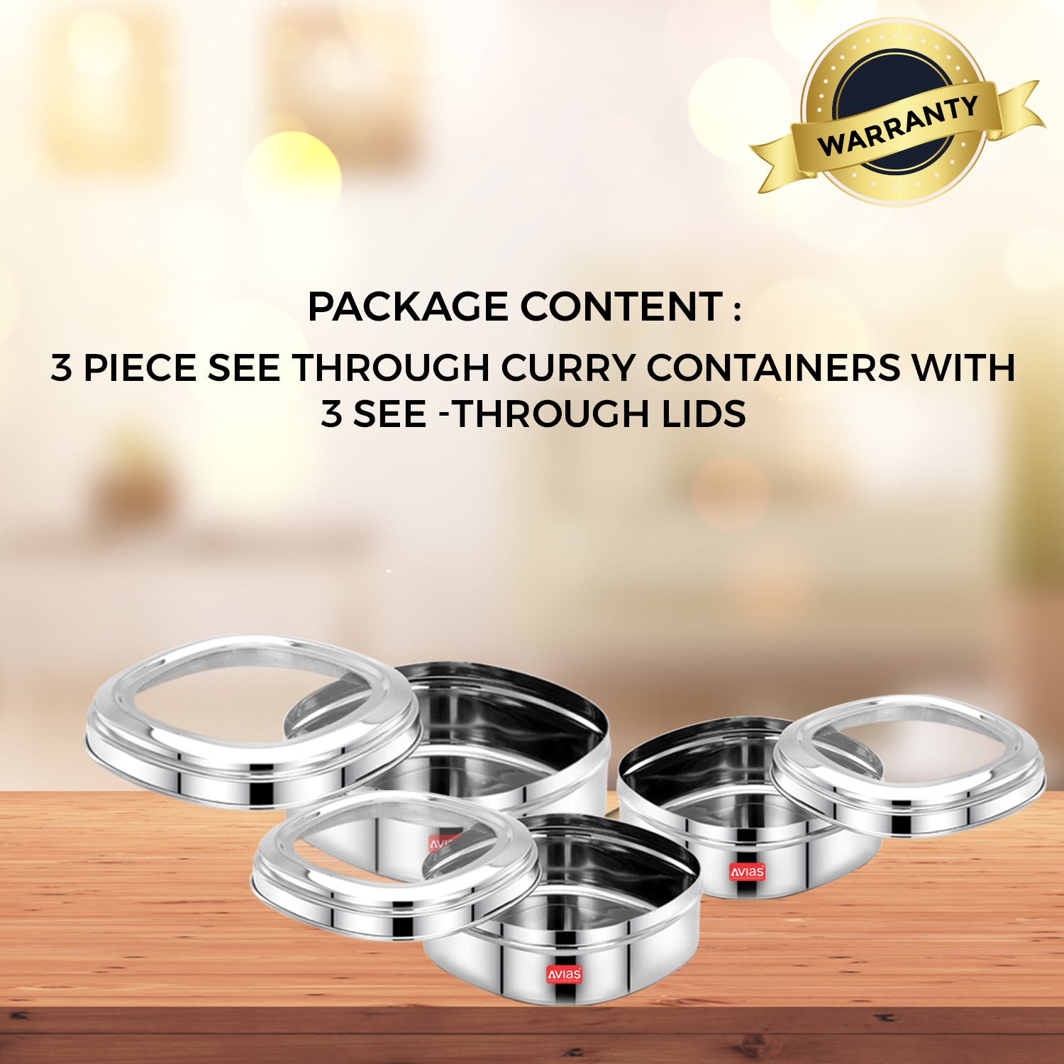 Curry/Chocolate box see-through lid set of 3