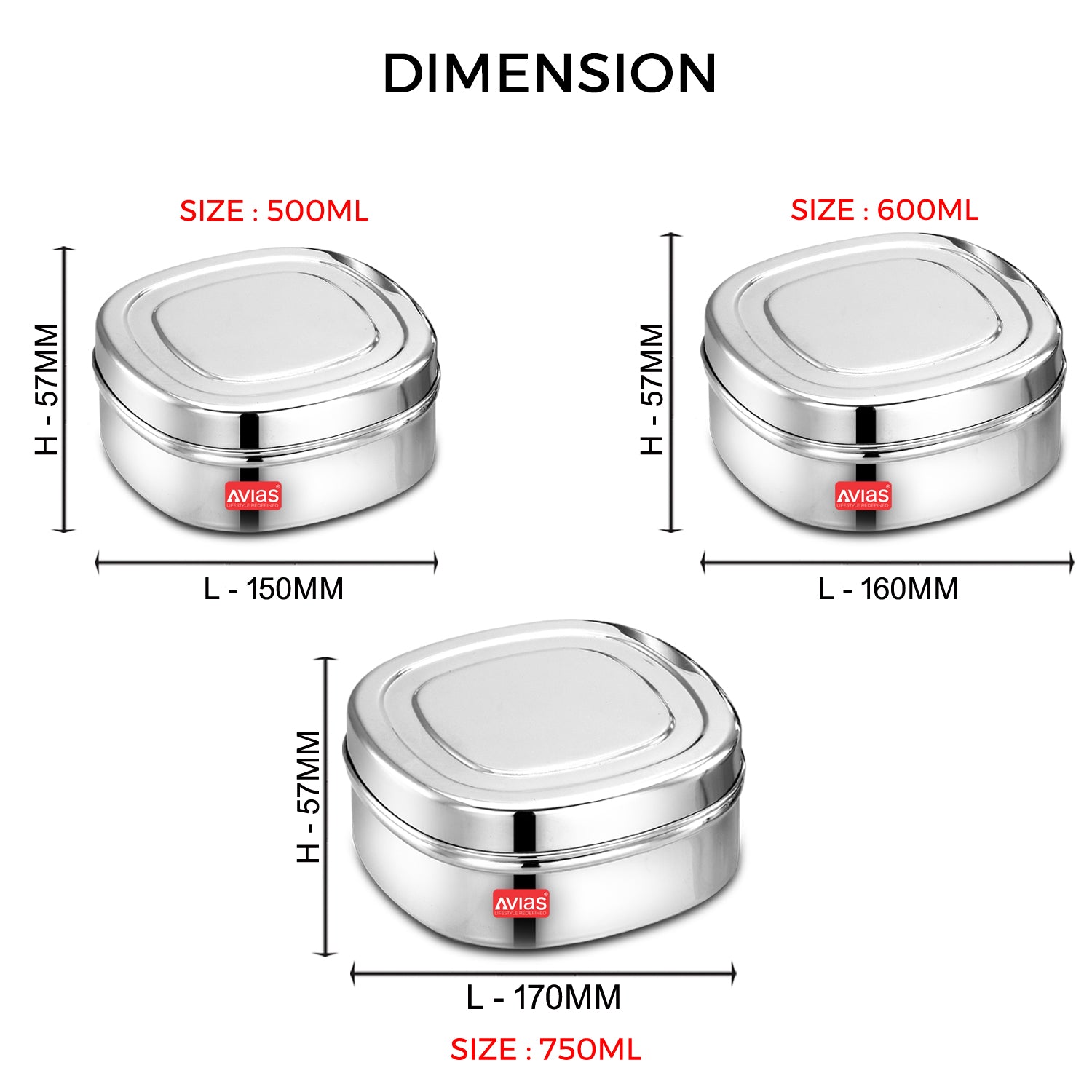 AVIAS Curry/Chocolate box SS Lid sizes