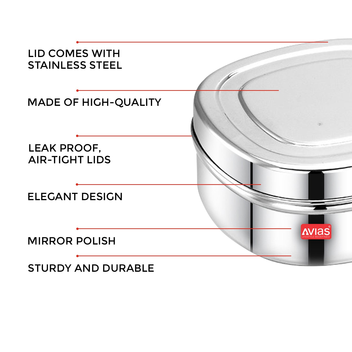 AVIAS Curry/Chocolate box SS Lid features