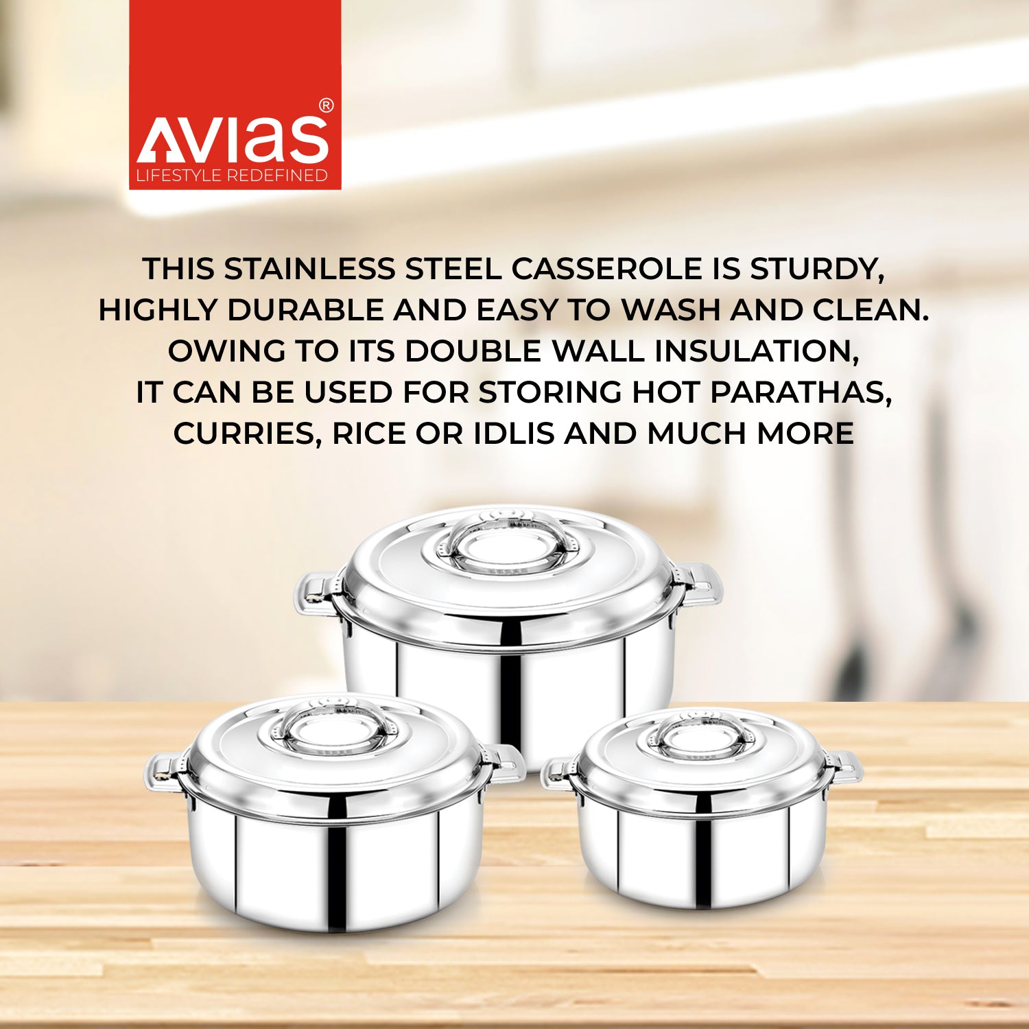 Avistar Gift set stainless steel casserole features.