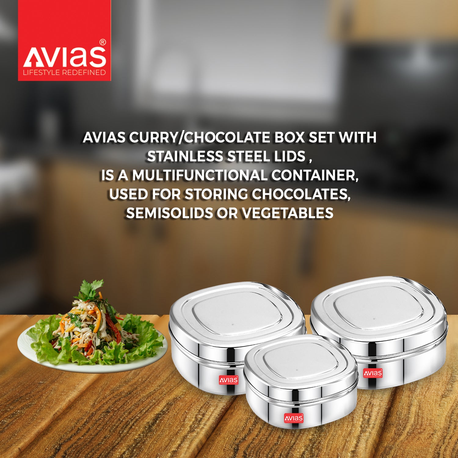 AVIAS Curry/Chocolate box SS Lid for storing food
